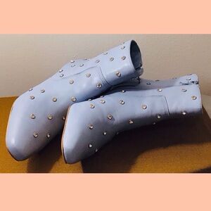 * HOLIDAYS SALE * Studded Blue Leather Ankle Boots